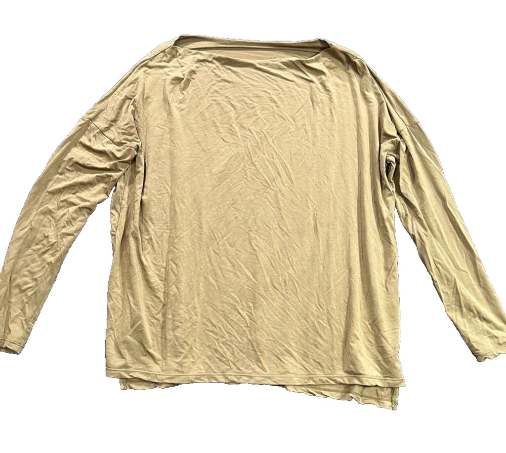 Paper Label cream beige cut out back Y2K long sleeve top S A009230